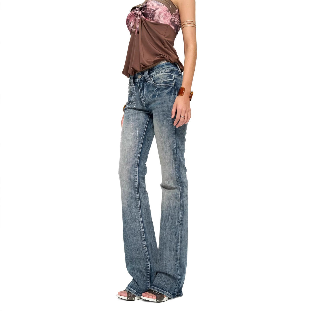 Damen Flared Jeans mit funkelnden Applikationen Echo Archiv