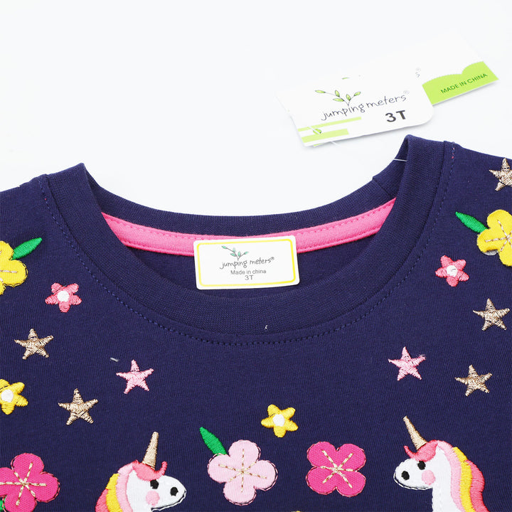 Mädchen Baumwollkleid mit zauberhaften Einhorn- und Blumendesigns Echo Archiv