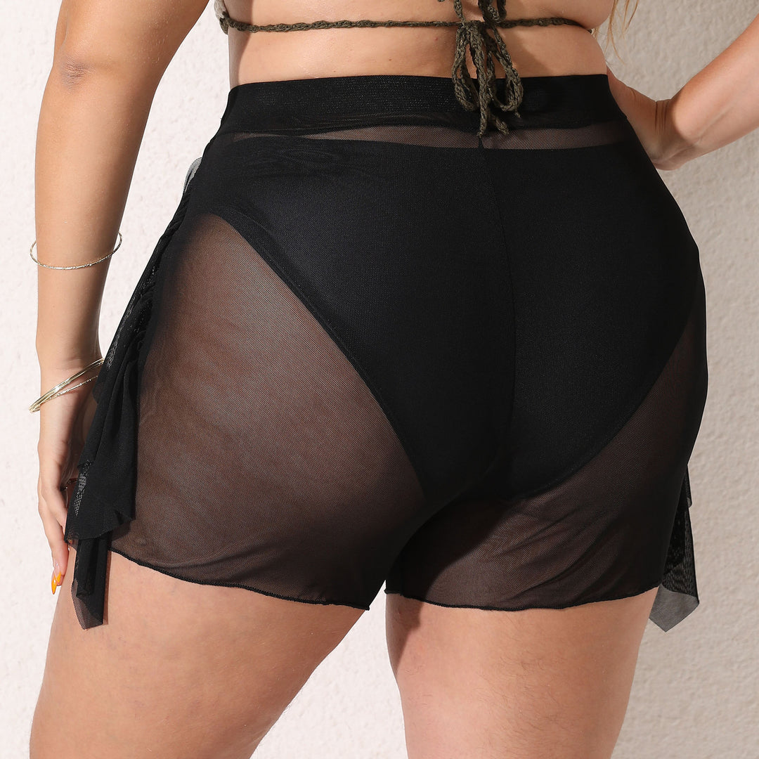 Damen leicht transparente Strandshorts mit fließendem Überwurf Echo Archiv
