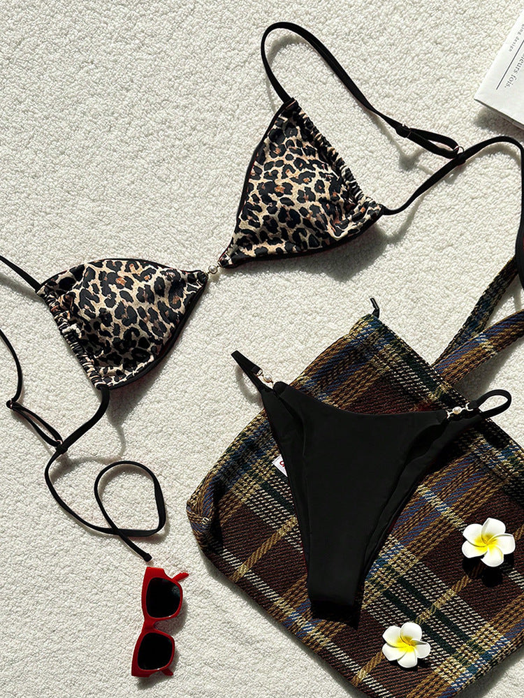 Damen Triangel-Bikini mit Leopardenmuster und verstellbaren Trägern Echo Archiv