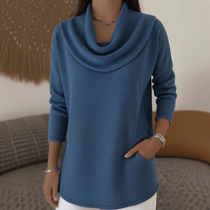 Damen Kuscheliger Feinstrick-Pullover mit Schalkragen und Eingrifftaschen Echoarchiv