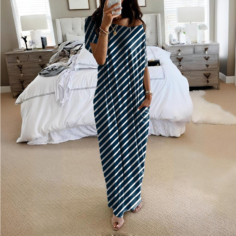Damen Lockere Maxikleid mit Animal-Print und Seitentaschen Echo Archiv