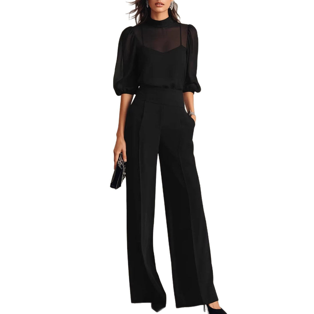 Damen elegantes Blusenset mit weiten Beinen und transparenten Ärmeln Echo Archiv