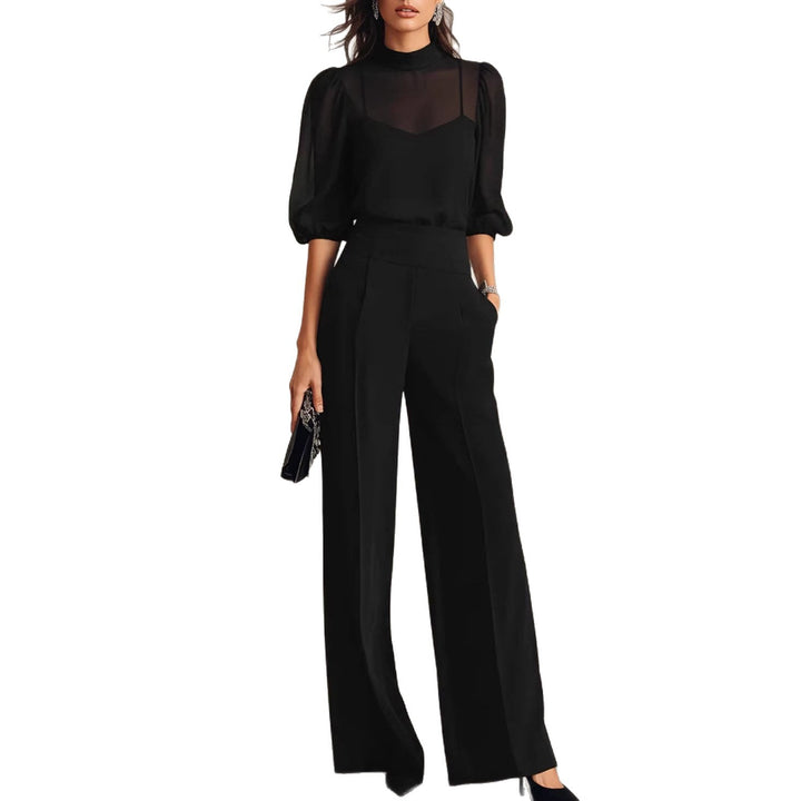 Damen elegantes Blusenset mit weiten Beinen und transparenten Ärmeln Echo Archiv