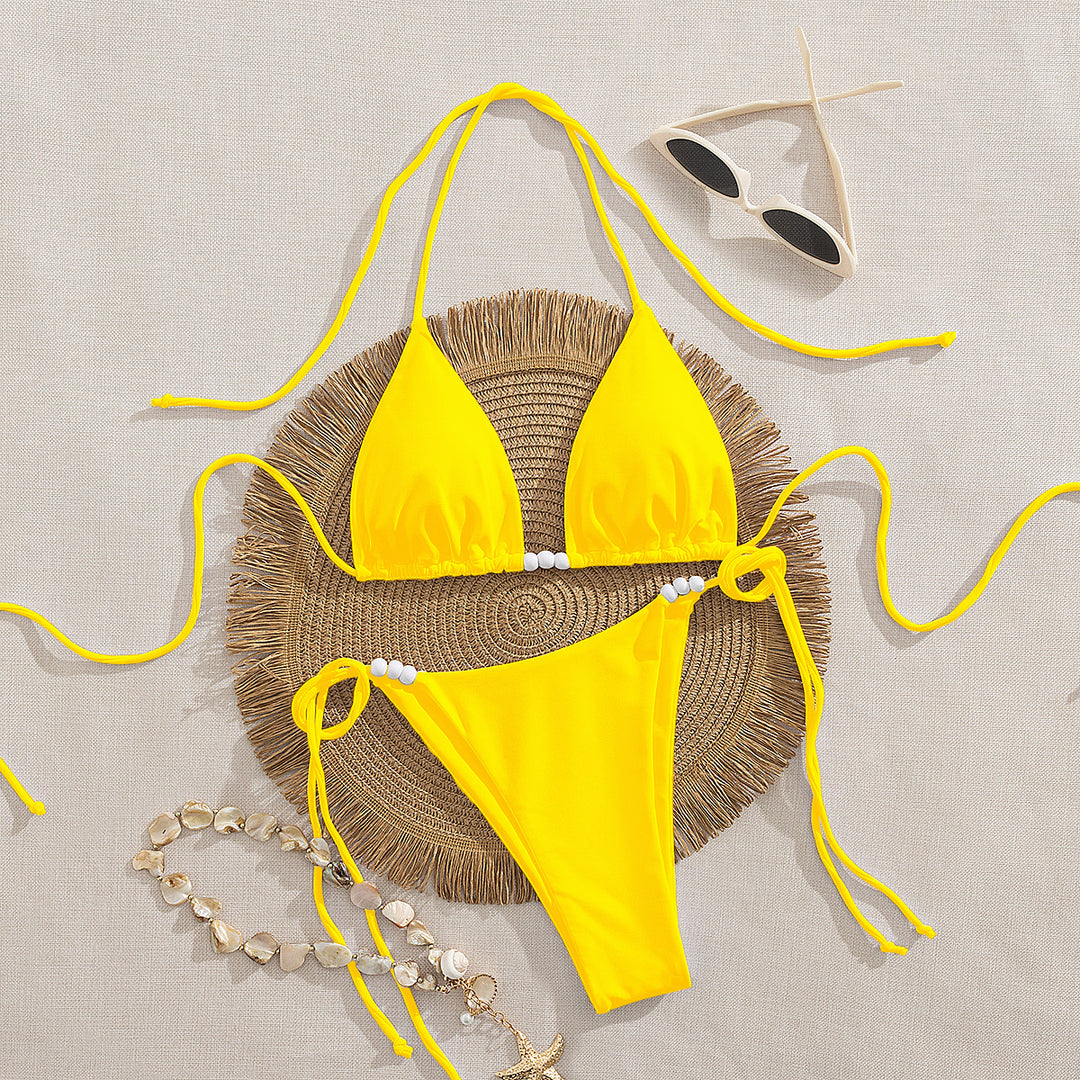 Damen Triangel-Bikini mit dekorativen Perlen-Details Echo Archiv