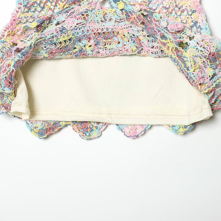 Damen luftiges Spitzen-Croptop mit buntem Häkelmuster Echo Archiv