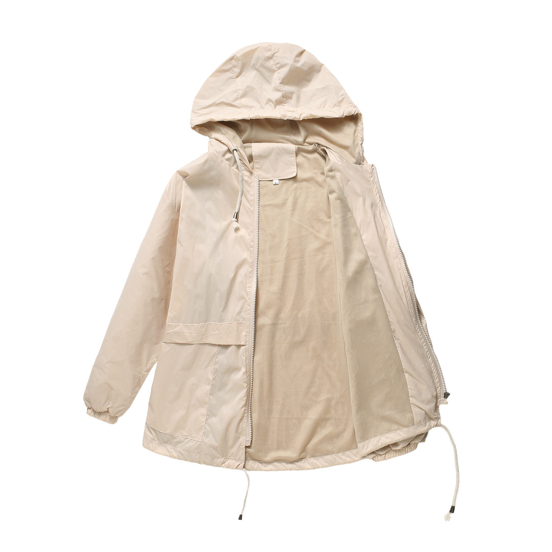 Damen nan leichte Windjacke mit Kapuze Mesh-Futter Kordelzug und Reißverschluss Echo Archiv