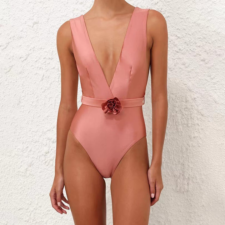 Damen Eleganter Badeanzug mit Blumenapplikation Echo Archiv