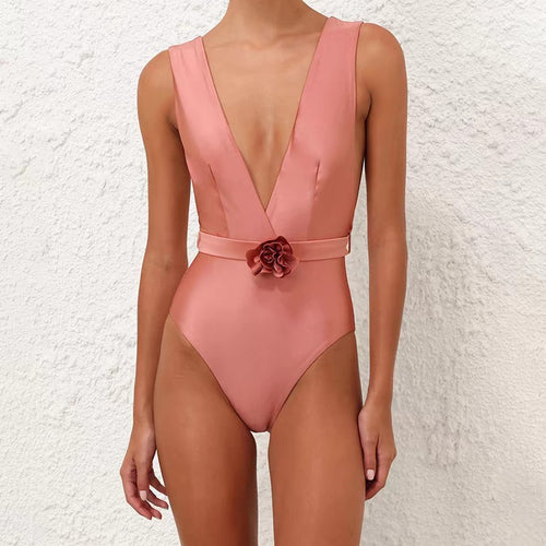 Damen Eleganter Badeanzug mit Blumenapplikation Echo Archiv
