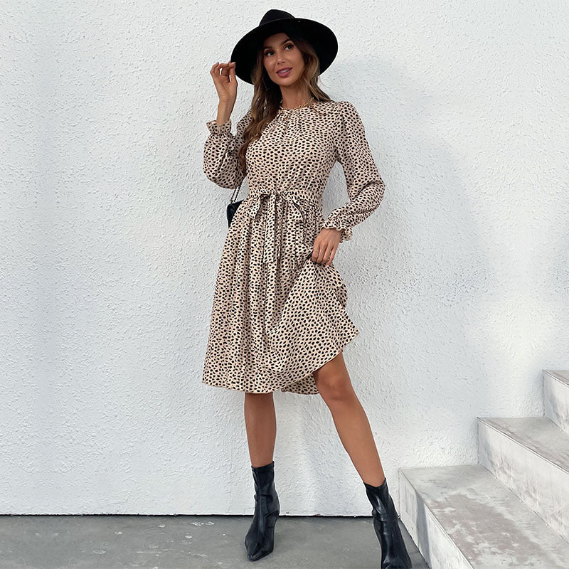 Damen Midikleid mit geraffter Taillenbinde und Plissée-Rock Echoarchiv