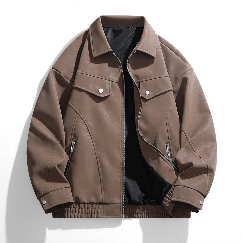 Herren lässige Kunstlederjacke mit praktischen Taschen Echoarchiv