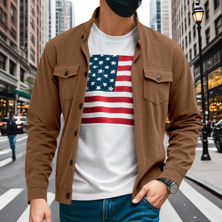 Herren lässige Oberhemdjacke mit funktionalen Taschen und strukturiertem Design Echoarchiv