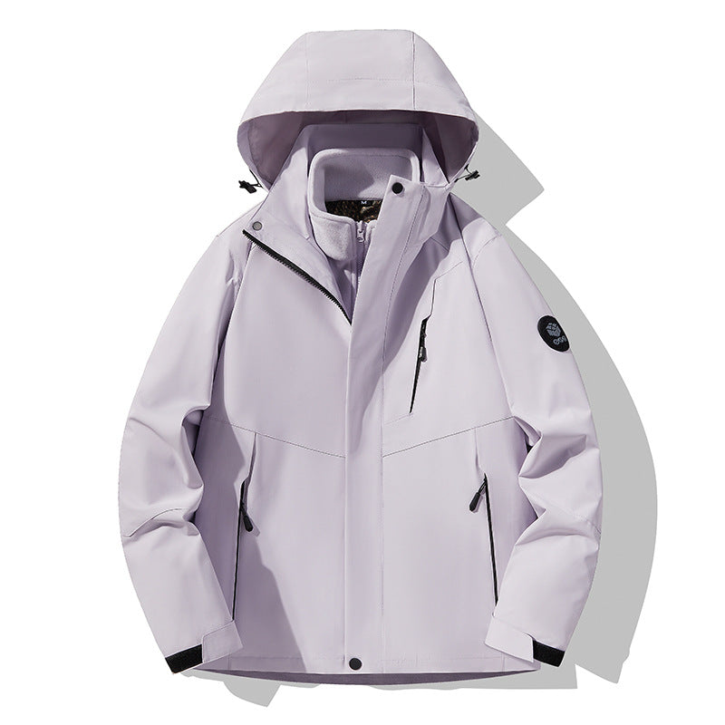 Herren dreilagige atmungsaktive Softshell-Trekkingjacke mit integriertem Fleecekragen und verstellbarer Kapuze Echoarchiv