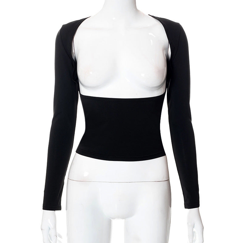Damen figurbetontes Longsleeve-Oberteil mit offenem Rücken und elegantem Design Echo Archiv