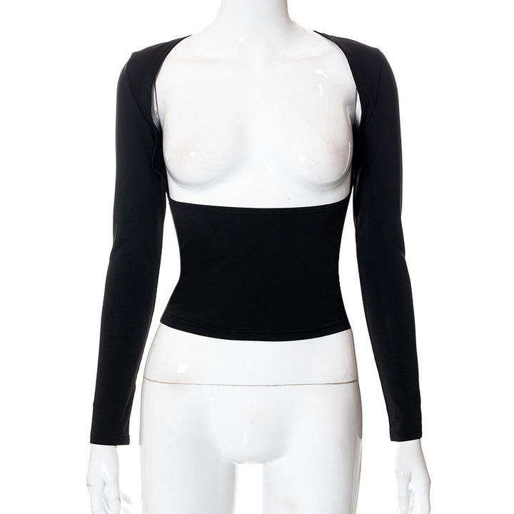 Damen figurbetontes Longsleeve-Oberteil mit offenem Rücken und elegantem Design Echo Archiv