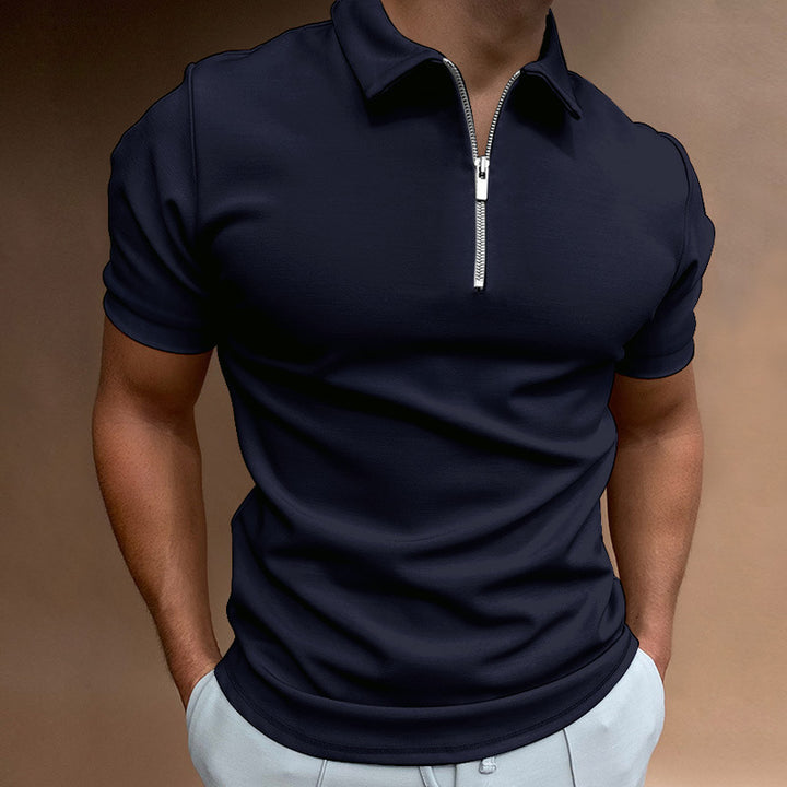 Herren Poloshirt mit modernem Stehkragen und Reißverschluss Echoarchiv