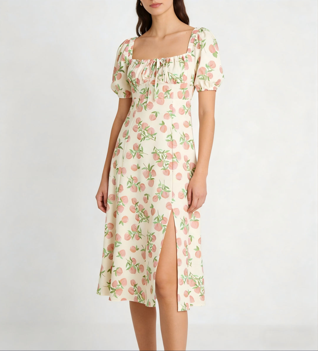 Damen Maxikleid mit pflanzlichem Muster und raffiniertem Schlitz Echo Archiv