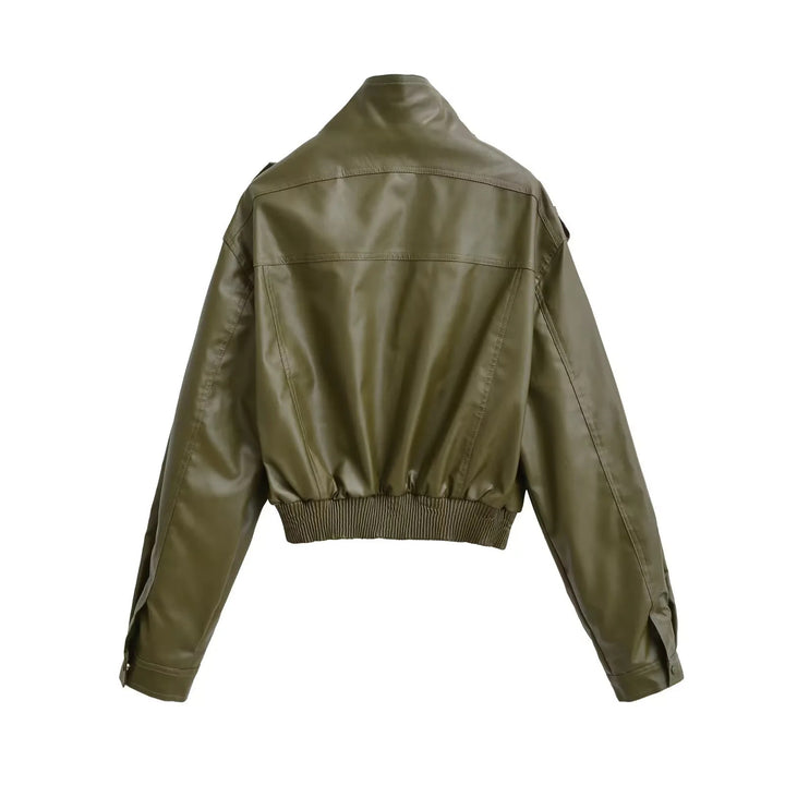 Damen nan cropped Field-Bomberjacke im Military-Look mit Stehkragen, Schulterklappen und taillennahem Rippbund Echo Archiv