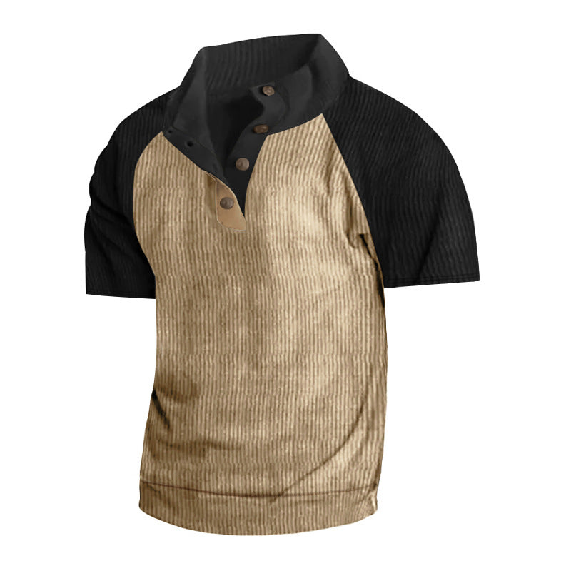 Herren Kurzarm-Henley-Shirt mit modernem Strukturdesign Echoarchiv