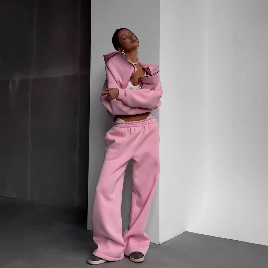 Damen Oversized Kapuzenjacke und Sweathose Set – Auréline