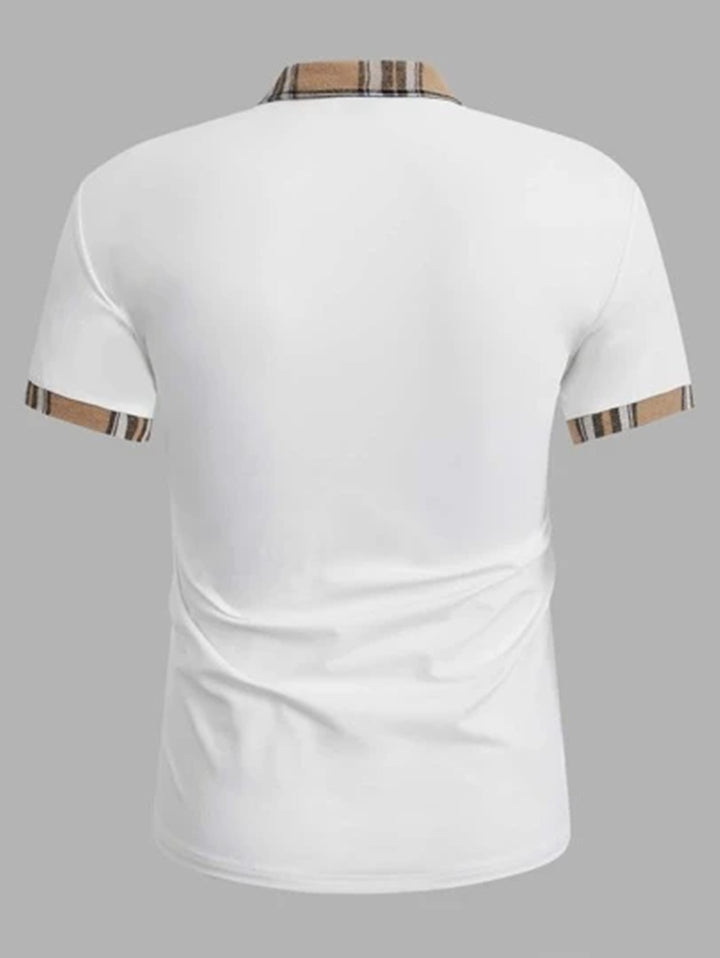Herren Poloshirt mit modernem Karodetail Echoarchiv