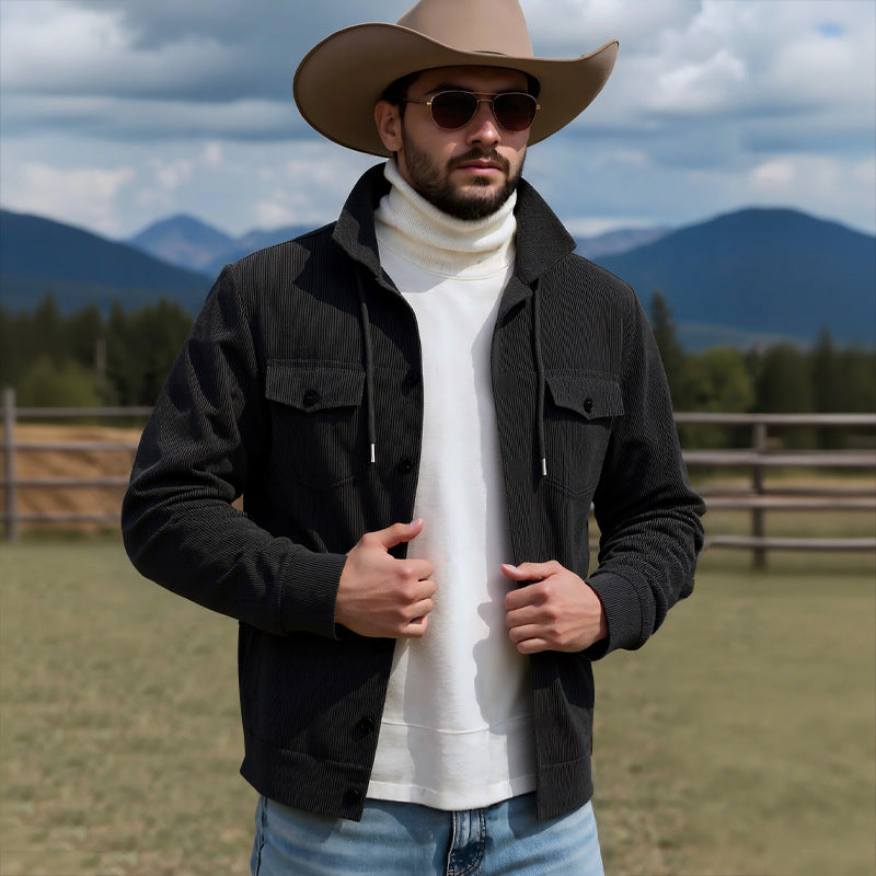 Herren Cordjacke mit verstellbarem Kordelzug und praktischen Brusttaschen Echoarchiv