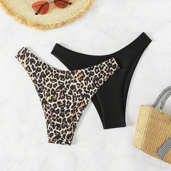 Damen hochgeschnittene Bikinihose im Leo-Design Echo Archiv