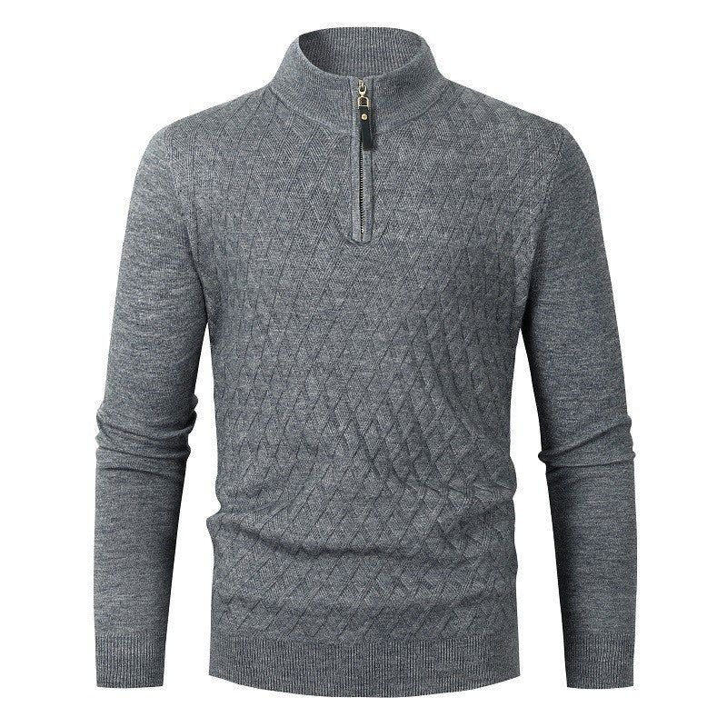 Herren Strickpullover mit modernem Rautenmuster und Reißverschluss Echoarchiv