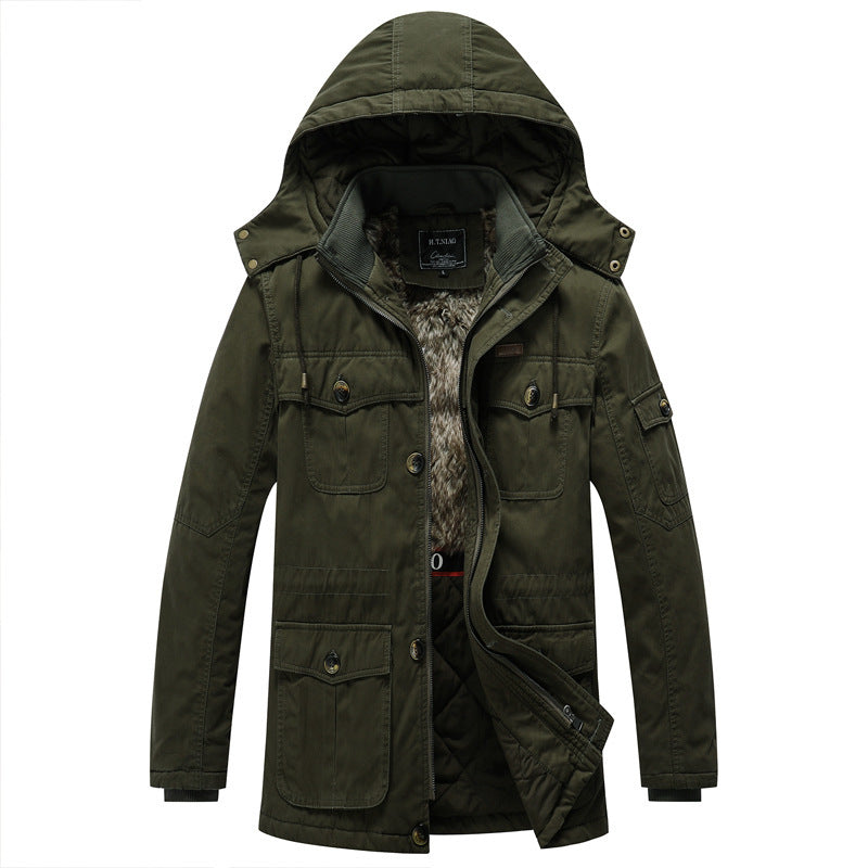 Herren Canvas-Parka mit gesteppter Thermofütterung, Kunstfell-Innenfutter und Kapuze Echoarchiv