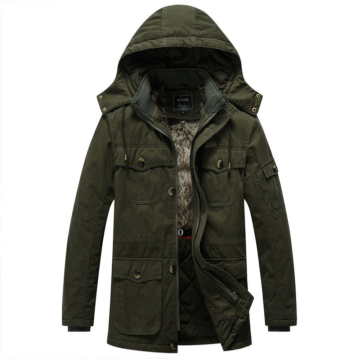 Herren Canvas-Parka mit gesteppter Thermofütterung, Kunstfell-Innenfutter und Kapuze Echoarchiv