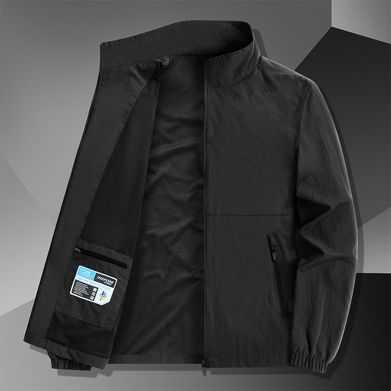 Herren Leichte Baumwoll-Mix-Übergangsjacke mit Stehkragen und verdecktem Reißverschluss Echo Archiv
