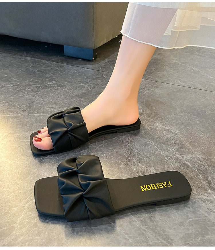 Damen Schlappen mit trendiger Faltenoptik – Lioré
