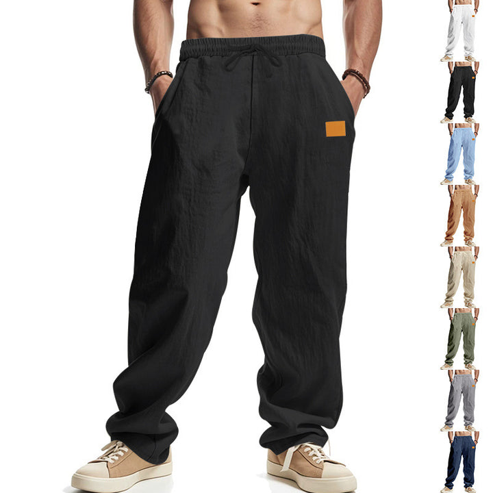 Herren nan lässige Oversize-Leinen-Jogginghose mit Elastikbund, Kordelzug und seitlichen Eingrifftaschen Echo Archiv