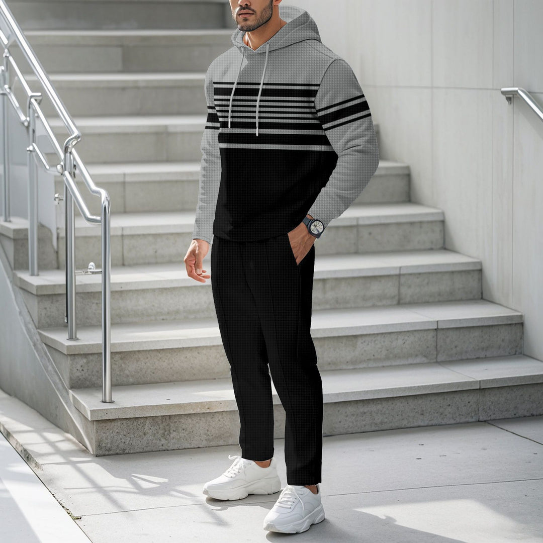 Herren Sportiver Hoodie mit strukturiertem Design und modischen Streifen Echoarchiv