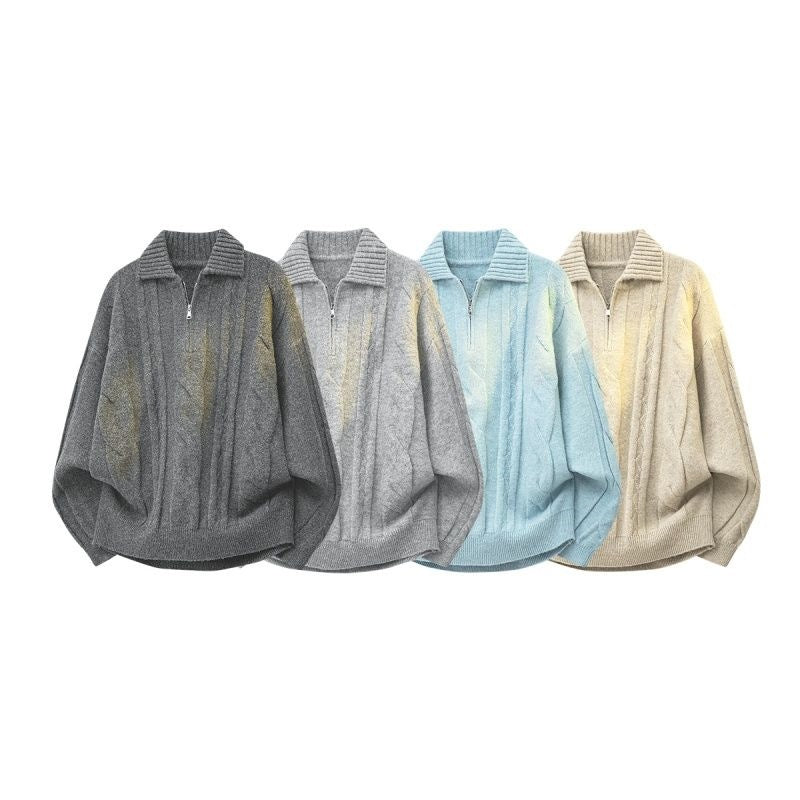 Damen Oversize Zopfstrickpullover mit hohem Rollkragen und Knopfleiste Echoarchiv