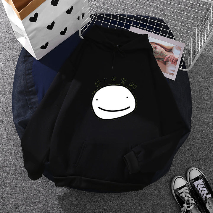 Unisex Oversize-Kapuzenpullover mit minimalistischem Smiley-Print, weichem Fleece-Innenfutter und praktischer Kängurutasche – Auréline