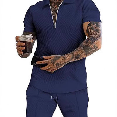 Herren sportliches Oberteil und Shorts Set mit strukturiertem Design Echoarchiv