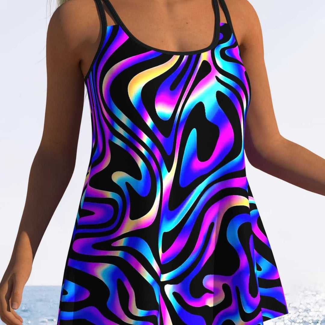 Damen Tankini mit verspieltem Streifenmuster und originellem Schnitt Echo Archiv