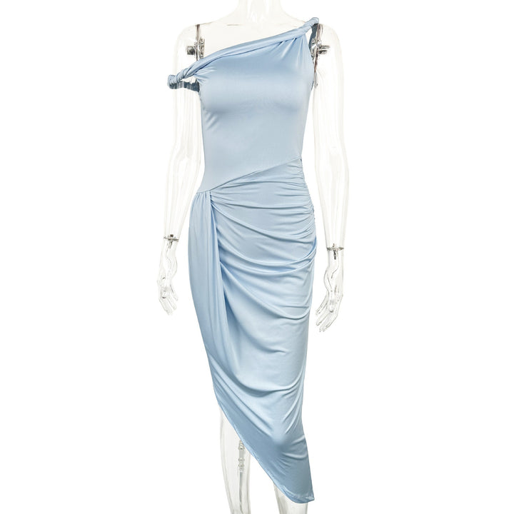 Damen elegantes asymmetrisches Maxikleid mit Raffungen Echo Archiv