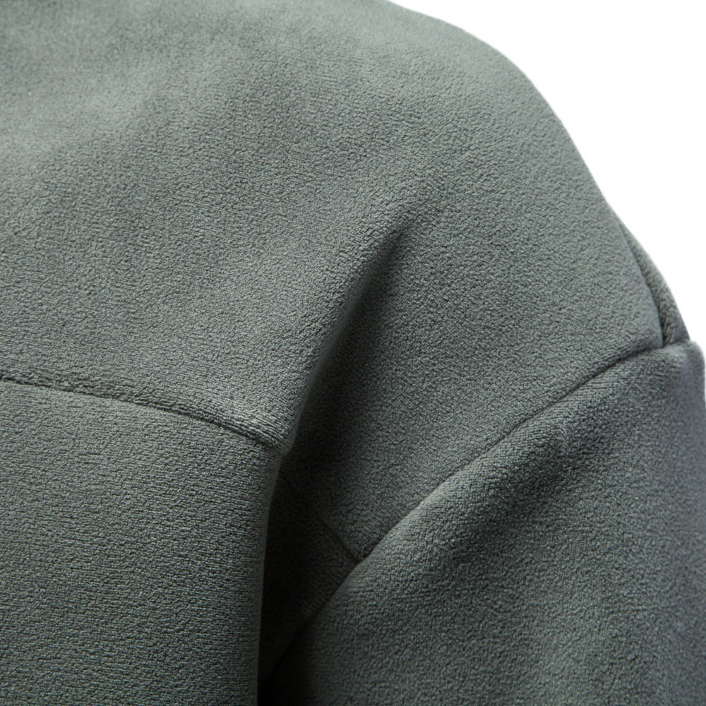Herren Kuscheliger Microfleece Pullover mit Stehkragen und schrägen Ziernähten Echoarchiv