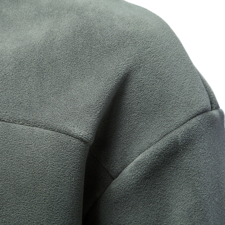 Herren Kuscheliger Microfleece Pullover mit Stehkragen und schrägen Ziernähten Echoarchiv