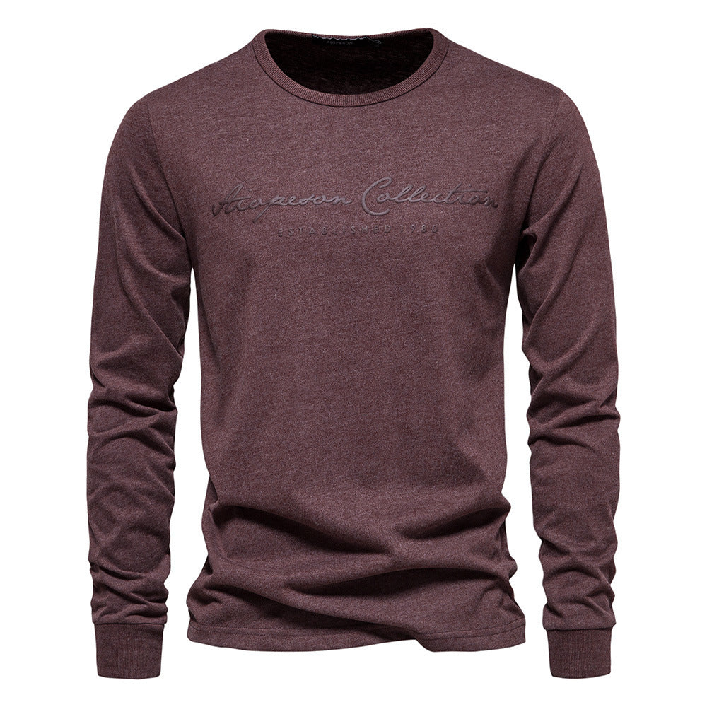 Herren nan minimalistisches Rundhals-Sweatshirt aus Baumwollmischung mit gerippten Bündchen Echo Archiv