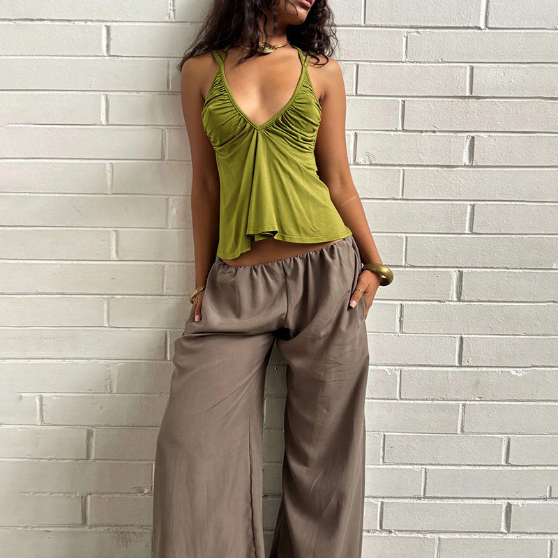 Damen Luftiges Spaghetti-Top mit gerafftem Design Echo Archiv