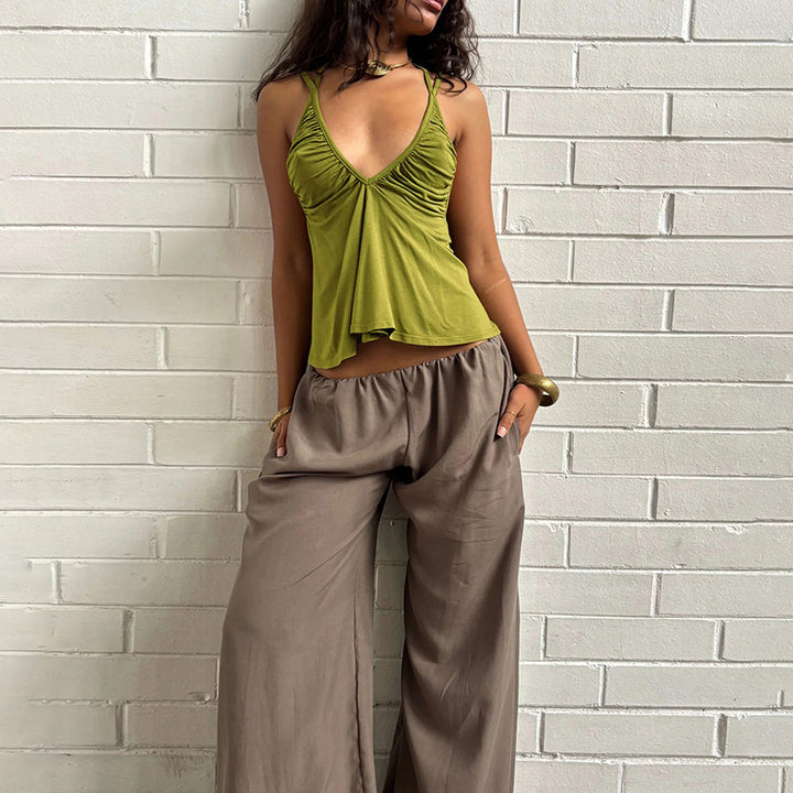 Damen Luftiges Spaghetti-Top mit gerafftem Design Echo Archiv