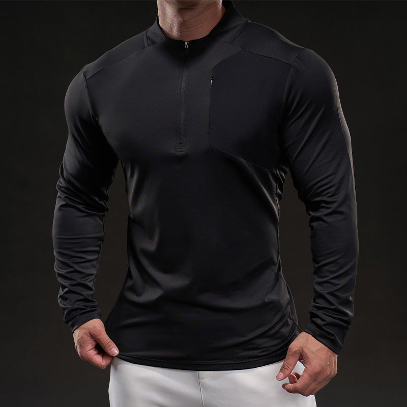 Herren Atmungsaktives Funktions-Langarmshirt mit kurzem Reißverschluss und Slim‑Fit – Marzano