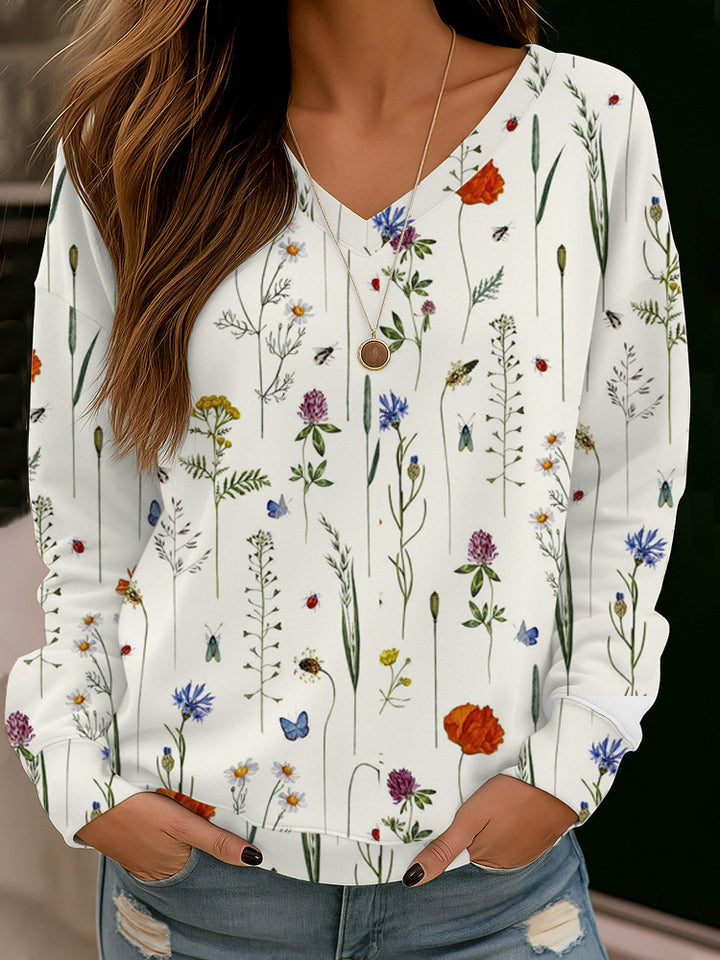 Damen Boho-Mandala V-Ausschnitt Oversize Sweatshirt mit weichem Sweatstoff – Avérine