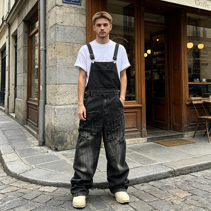 Herren Lässige Denim-Latzhose Echoarchiv