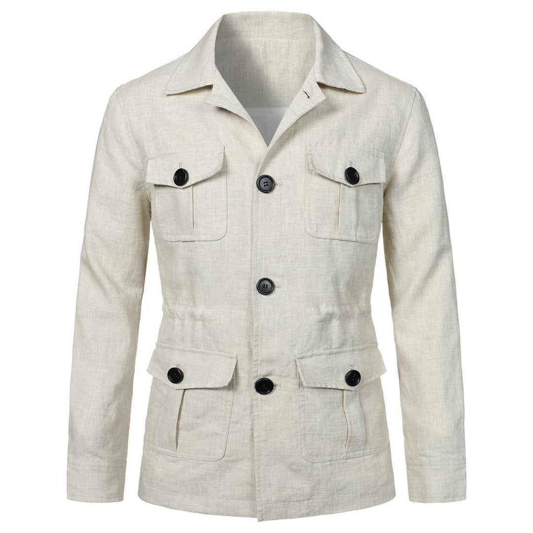 Herren nan Utility-Jacke aus Leinen mit vier aufgesetzten Taschen und taillierter Silhouette Echo Archiv