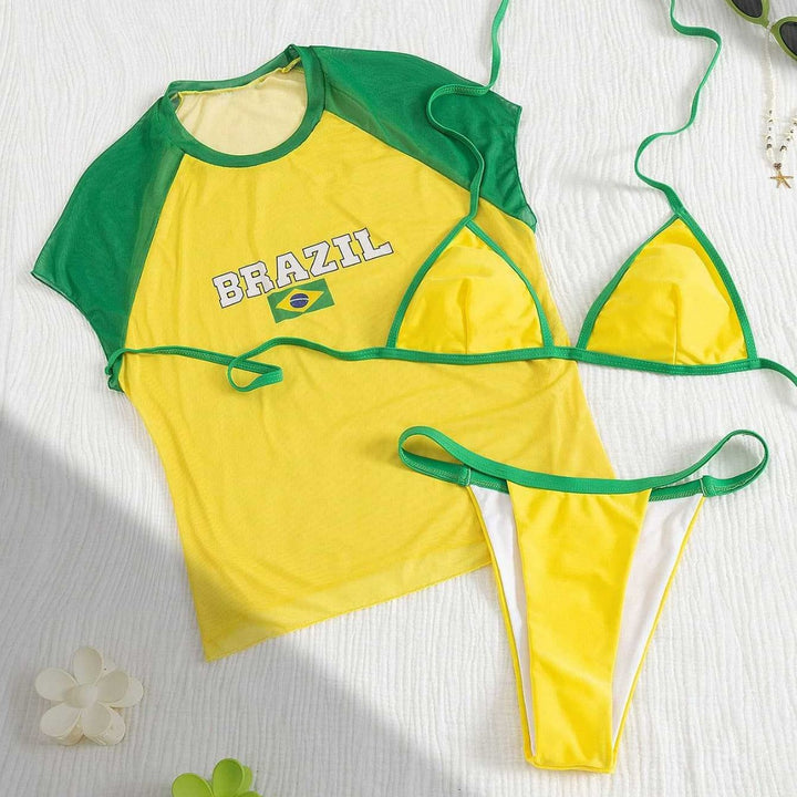 Damen sportliches Set mit modischem T-Shirt und tief geschnittenem Unterteil Echo Archiv
