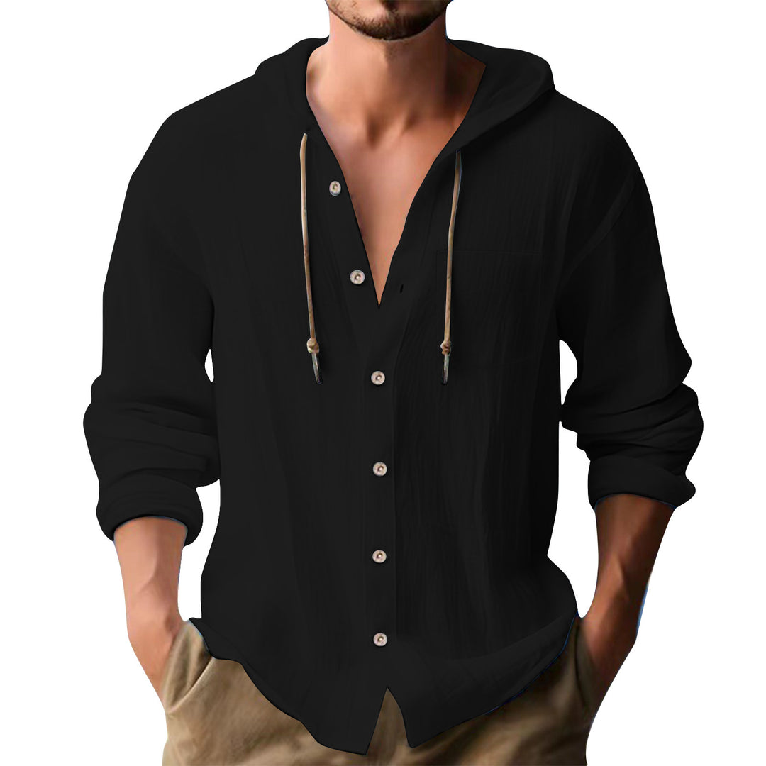 Herren lässiges Kapuzenshirt mit Knopfleiste und praktischen Taschen Echoarchiv